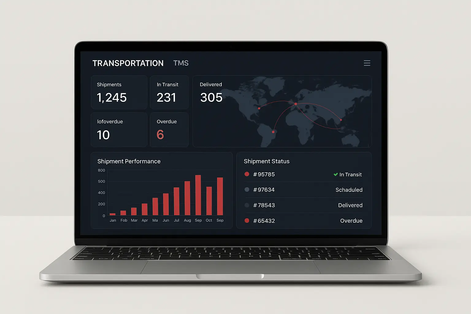 TMS dashboard mockup