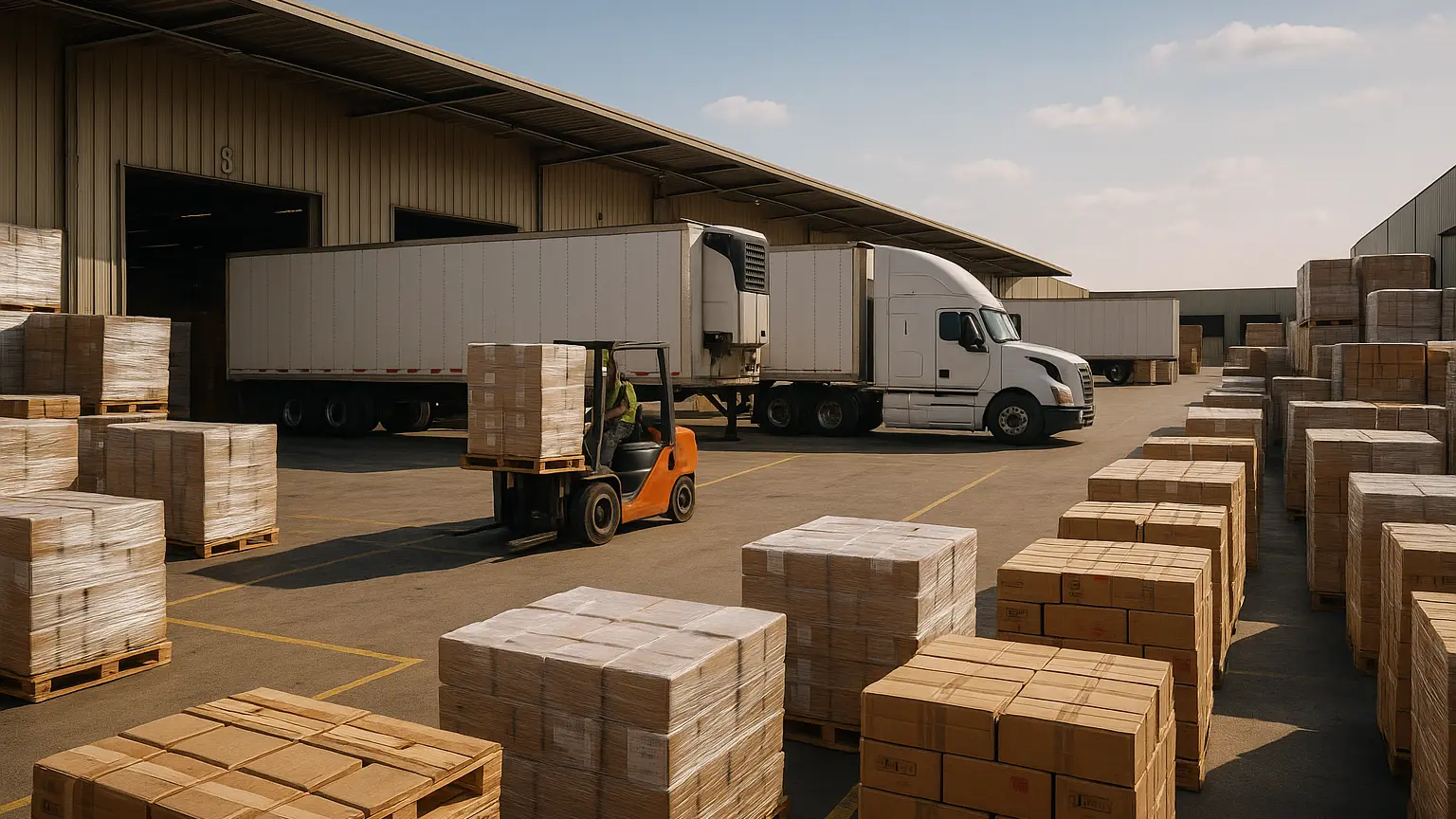 Freight terminal with pallets