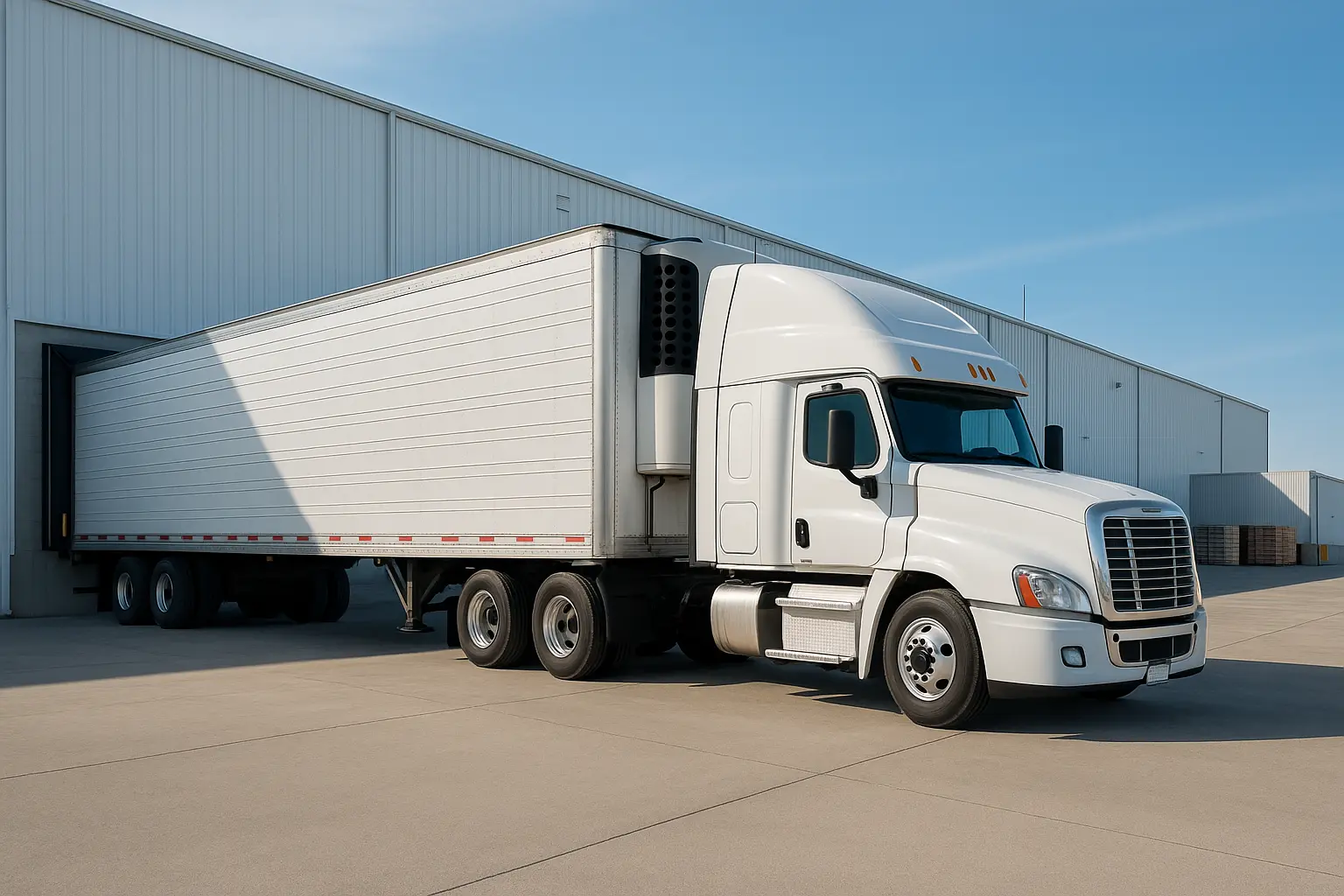Reefer trailer at dock