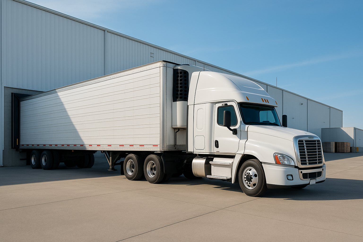 Refrigerated trailer at a cold storage facility